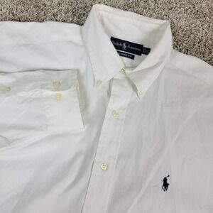 Vintage Ralph Lauren Classic Fit Mens 16-34/35 Solid White Pony Button Down LS